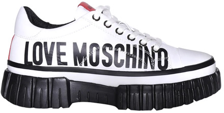 Love Moschino Witte Platte Schoenen - Licht en Natuurlijk Love Moschino , White , Dames - 41 EU