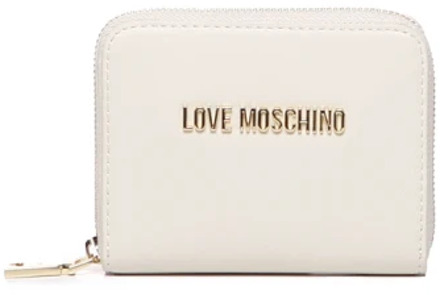 Love Moschino Witte Portemonnee met Logo en Ritssluiting Love Moschino , White , Dames - ONE Size