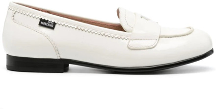 Love Moschino Witte sandalen met hartvormige penny gleuf Love Moschino , White , Dames - 37 Eu,36 Eu,40 EU