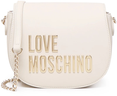 Love Moschino Witte Schoudertas met Gouden Details Love Moschino , White , Dames - ONE Size