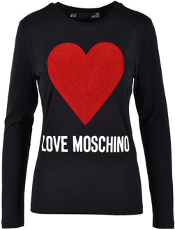 Love Moschino Witte T-shirt uit de Love Moschino Collection Love Moschino , Black , Dames - 2XS