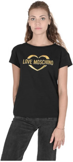 Love Moschino Zwart Katoen Spandex T-Shirt Love Moschino , Black , Dames - L,M,Xs