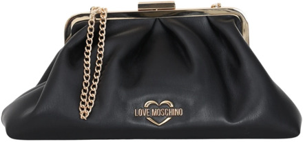 Love Moschino Zwarte dames tas met gouden metalen ketting Love Moschino , Black , Dames - ONE Size