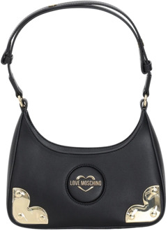 Love Moschino Zwarte handtas met verstelbaar handvat en gouden logo Love Moschino , Black , Dames - ONE Size