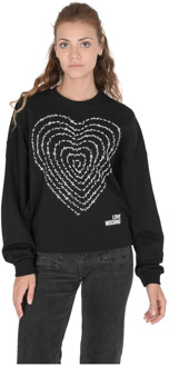 Love Moschino Zwarte katoenen sweatshirt met inlegdetail Love Moschino , Black , Dames - M,S,Xs,2Xs