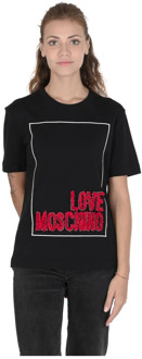 Love Moschino Zwarte katoenen T-shirt Love Moschino , Black , Dames - L,S,Xs,2Xs