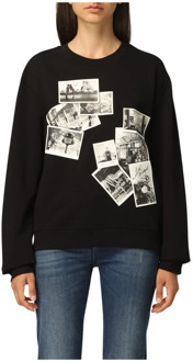 Love Moschino Zwarte katoenen trui met merkontwerp Love Moschino , Black , Dames - Xl,L