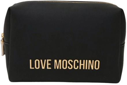 Love Moschino Zwarte Logo Rits Tas Love Moschino , Black , Dames - ONE Size
