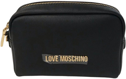 Love Moschino Zwarte Logo Rits Tote Tas Love Moschino , Black , Dames - ONE Size