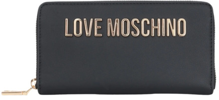 Love Moschino Zwarte portemonnee met gouden rits Love Moschino , Black , Dames - ONE Size