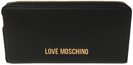 Love Moschino Zwarte portemonnee met rits en munt-/kaartsleuven Love Moschino , Black , Dames - ONE Size
