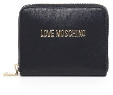 Love Moschino Zwarte Portemonnees met 98% Katoen Love Moschino , Black , Dames - ONE Size