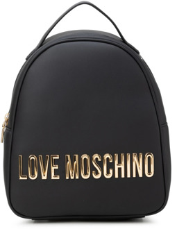 Love Moschino Zwarte rugzak met metalen logo Love Moschino , Black , Dames - ONE Size