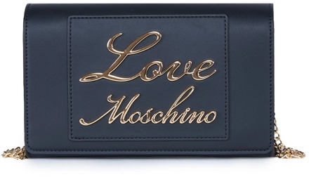 Love Moschino Zwarte Schoudertas met Metalen Logo Love Moschino , Black , Dames - ONE Size