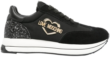 Love Moschino Zwarte Sneakers met Gouden Logo Love Moschino , Black , Dames - 41 Eu,39 Eu,37 Eu,38 Eu,40 Eu,36 EU