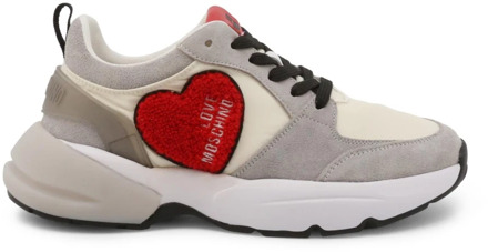 Love Moschino Zwarte Suede Sneakers met 5cm Hak Love Moschino , White , Dames - 35 Eu,37 Eu,36 Eu,38 EU