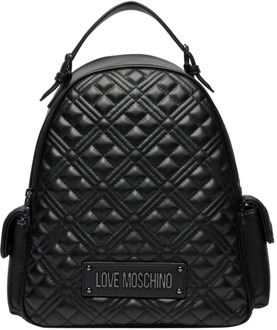 Love Moschino Zwarte Synthetisch Leren Rugzak Love Moschino , Black , Dames - ONE Size