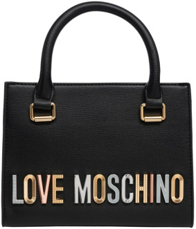 Love Moschino Zwarte tas met kettingriem en opvallende liefdeslogo Love Moschino , Black , Dames - ONE Size
