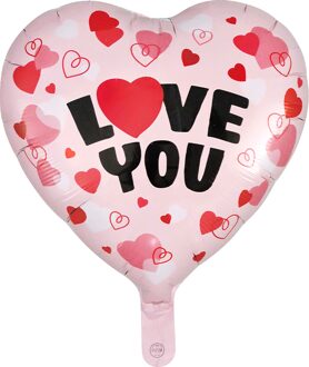 Love You Folieballon Hartjes (46cm) Multikleur - Print