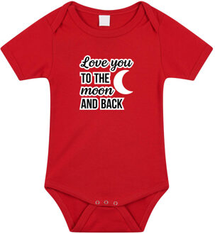 Love you to the moon cadeau baby rompertje rood jongen/meisje 92 (18-24 maanden)
