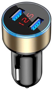 Lovebay Dual Usb Car Charger Met Led Display Mobiele Telefoon 4.8A 15W Snelle Oplader Voor Xiaomi Samsung S8 Iphone 6 7 8 Plus Tablet gouden