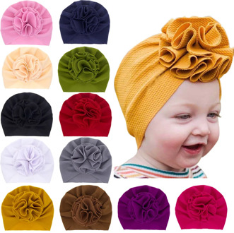 Lovely Bloom Flower Baby Hat Kids Elastic Headband Baby Turban Hats for Girls Bullet Fabric Headwrap Infant Babes Beanie Caps
