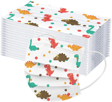 Lovely Cartoons Dinosaur Printing Children Face Mask Disposable Safety Protection Breathable Masks 100pcs Masque Lot Cubrebocas