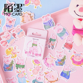 Lovely Pink Pig Character Decorative Stickers Adhesive Stickers DIY Decoration Diary Stationery Stickers Children Gift