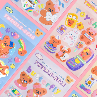 Lovely Rainbow Bear Stickers Scrapbooking Decorative Sticker Korean Diy Diary Album Stick Label Kawaii Stationery