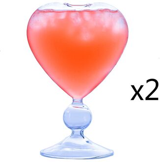 Lover Thema Hart Vorm Sweetheart Cocktail Glas Creatieve Bar Party Mengen Wijn Speciale Drinkt Stro Beker Valentijnsdag Cup 2 stk Glass