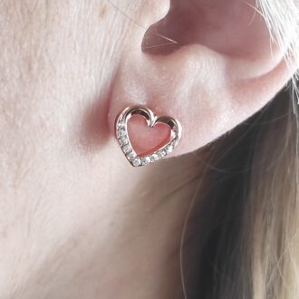 Lovett oorbellen - roségoud en kristal