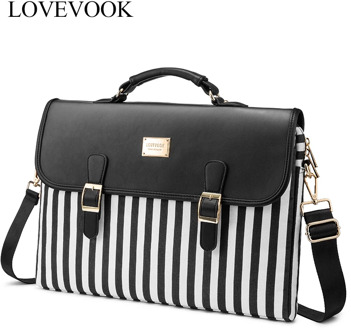 LOVEVOOK women handbags canvas laptop bags for 13.3/15.4 inch crossbody bags female fashion striped office bags for work/school