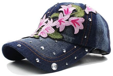 Lovingsha Steentjes Denim Baseball Cap Lente Bloemen Snapback Zomer Cap Voor Meisje Ingericht Cap Vrouwen Goedkope Hoed
