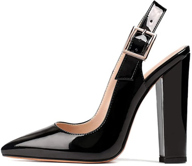 LOVIRS Women's high heels 10 cm Pointy Toe Slingback Block Heels elegant comfortable classic high heels office wedding shoes