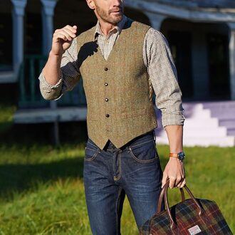 Lovzon Zomer En Herfst Leisure V-hals Single-Breasted Vest Vest Britse Vintage Vest Gentleman Mannen Xl