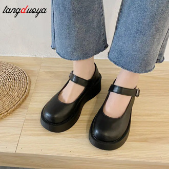 low heel Women Japanese Style Round-headed Small Soft-soled College Single Shoes lolita platform womens shoes Mary Jane shoes