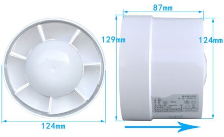 Low Noise ABS Ronde Duct Fan Booster Uitlaat Ventilator Vent Air voor Raam Muur Badkamer Wc Keuken 4.92duim 125mm