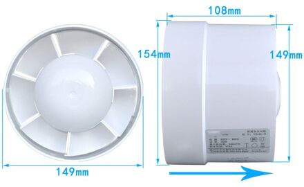 Low Noise ABS Ronde Duct Fan Booster Uitlaat Ventilator Vent Air voor Raam Muur Badkamer Wc Keuken 5.9duim 150mm