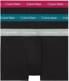 Low Rise Trunk Boxershorts Heren (3-pack) zwart - roze - blauw - lichtgrijs - S