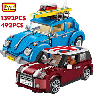 LOZ Technic Mini Building Blocks Vehicle Assemable Educational Toys for Children Beetle Creatored Police Truck Car Bricks Toys