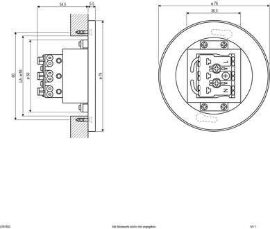 LR230 LED wand inbouwlamp direct roestvrij staal roestvrij staal, opaalwit