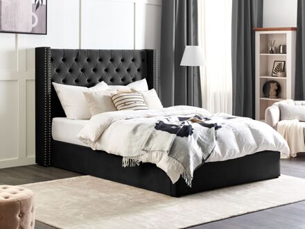 LUBBON Bed met opberger Zwart 160x200