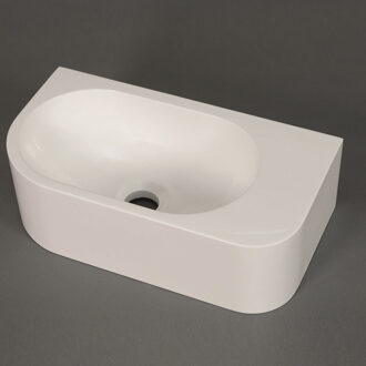 Luca Fontein Luca Sanitair Wand 40x21.5x12 cm Mineral Stone Zonder Kraangat Glans Wit Rechts Luca Sanitair