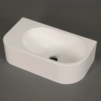 Luca Fontein Luca Sanitair Wand 40x21.5x12 cm Solid Surface Zonder Kraangat Mat Wit Links Luca Sanitair