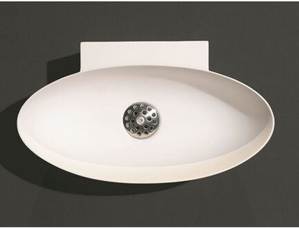 Luca Fontein Ovaal Luca Sanitair 40x22x12 cm Solid Surface Mat Wit (zonder kraangat)