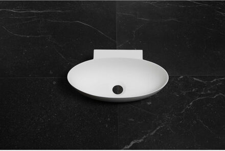Luca Fontein Ovaal Luca Sanitair 40x22x12 cm Solid Surface Mat Wit (zonder kraangat)