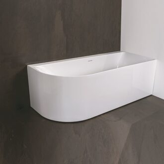 Luca Half Vrijstaand Ligbad Luca Sanitair Primo Acryl 165x75x60 cm Rechts Glans Wit Luca Sanitair
