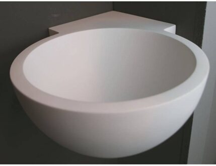 Luca Hoekfontein Luca Sanitair Rond 28x28x12cm Solid Surface Mat Wit (met voorbewerkt kraangat)