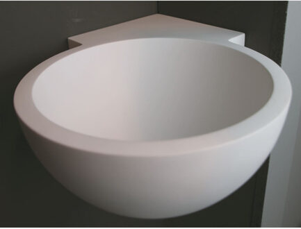 Luca Hoekfontein Luca Sanitair Rond 28x28x12cm Solid Surface Mat Wit (met voorbewerkt kraangat)