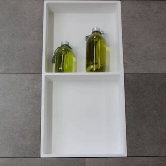 Luca Inbouwnis Luca Sanitair 59,5x29,5x8cm Solid Surface 2 Vakken Rechthoek Mat Wit